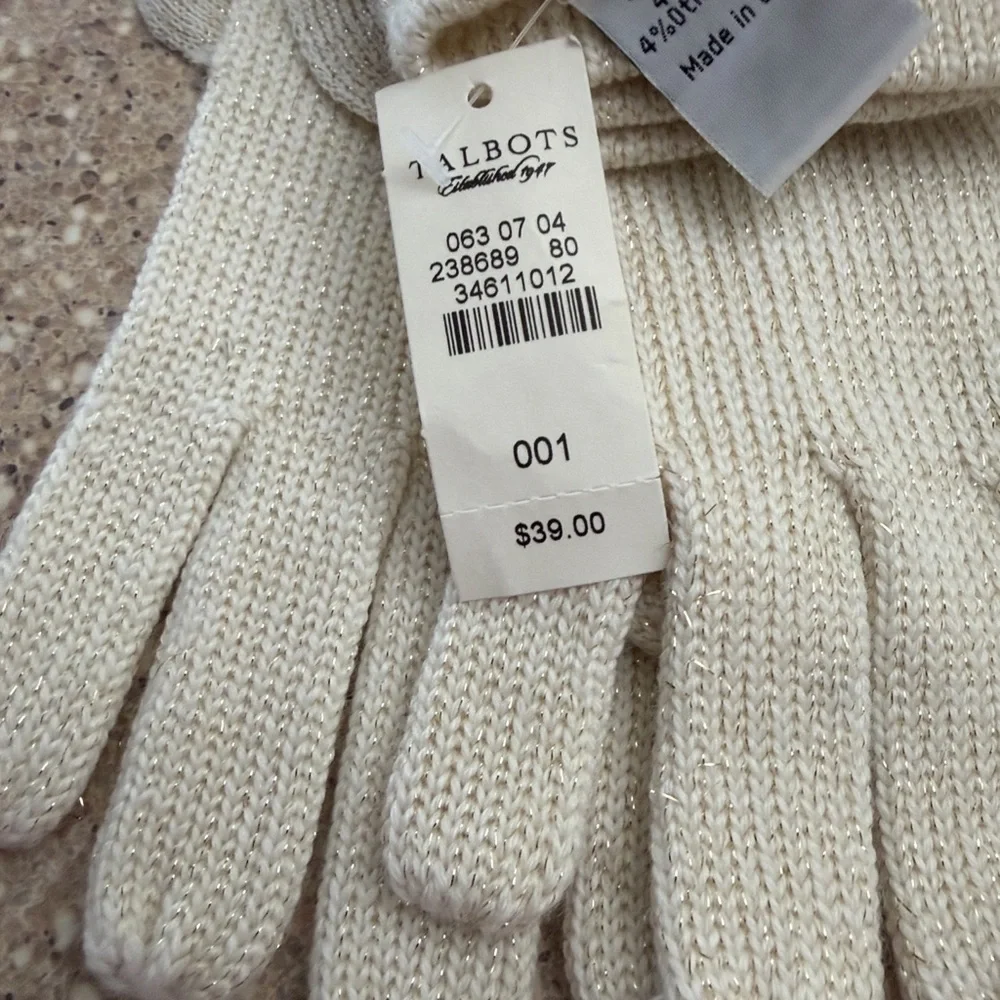 Talbots Cream Knit Gloves